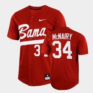 Men Jacob McNairy Crimson Alabama Crimson Tide #34 2022 Full-Button College Baseball Jersey 731715-209