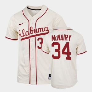 Men's Jacob McNairy Natural Alabama Crimson Tide #34 2022 Replica College Baseball Jerseys 472159-131