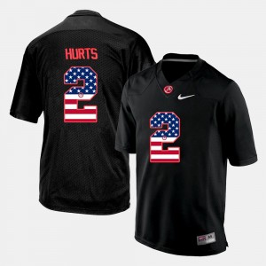 Mens Jalen Hurts Black Alabama Crimson Tide #2 Limited US Flag Fashion Jerseys 394323-975