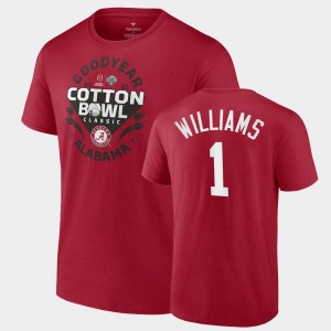 Men's Jameson Williams Crimson Alabama Crimson Tide #1 2021 Cotton Bowl CFP College Football T-Shirt 735626-559