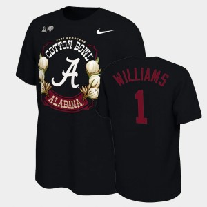 Men Jameson Williams Black Alabama Crimson Tide #1 2021 Cotton Bowl Locker Room College Football T-Shirt 965870-475