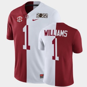Men's Jameson Williams Crimson White Alabama Crimson Tide #1 2022 National Championship Split Edition College Football Jerseys 570170-928
