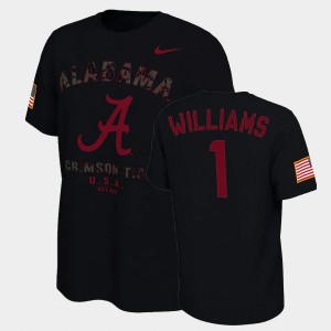 Men's Jameson Williams Black Alabama Crimson Tide #1 Veterans Day 2021 America Flag College Football T-Shirt 446777-854