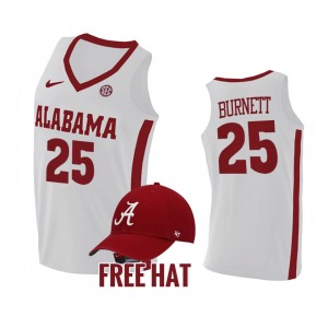 Men Nimari Burnett White Alabama Crimson Tide #25 Free Hat College Basketball Jerseys 589462-835