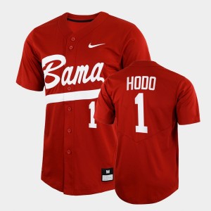 Men's Will Hodo Crimson Alabama Crimson Tide #1 2022 Full-Button College Baseball Jersey 371354-769