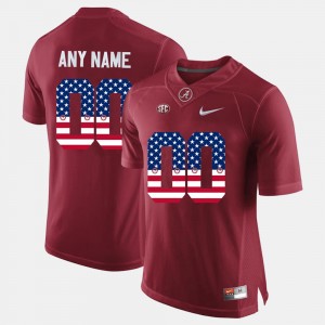 Mens Custom Crimson Alabama Crimson Tide #00 Limited US Flag Fashion Jersey 377216-621