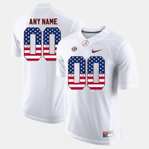 Mens Custom White Alabama Crimson Tide #00 NCAA US Flag Fashion Jersey 380226-301
