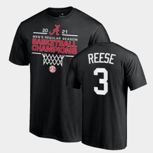 Men's Alex Reese Black Alabama Crimson Tide #3 2021 SEC Basketball Regular Season Champions Tee 2021 SEC Men's Basketball Regular Season Champions T-Shirt 652613-417