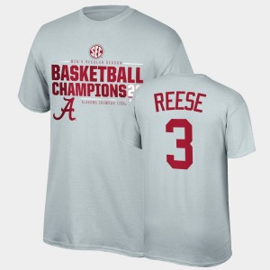 Mens Alex Reese Gray Alabama Crimson Tide #3 2021 SEC Basketball Regular Season Champions Top of the World Tee 2021 SEC Men's Basketball Regular Season Champions T-Shirt 901007-137