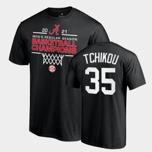 Men's Alex Tchikou Black Alabama Crimson Tide #35 2021 SEC Basketball Regular Season Champions Tee 2021 SEC Men's Basketball Regular Season Champions T-Shirt 971448-901