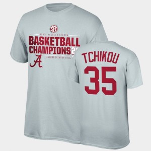 Men's Alex Tchikou Gray Alabama Crimson Tide #35 2021 SEC Basketball Regular Season Champions Top of the World Tee 2021 SEC Men's Basketball Regular Season Champions T-Shirt 746007-679