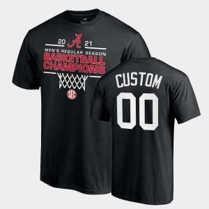 Men Custom Black Alabama Crimson Tide #00 2021 SEC Basketball Regular Season Champions Tee 2021 SEC Men's Basketball Regular Season Champions T-Shirt 843716-571