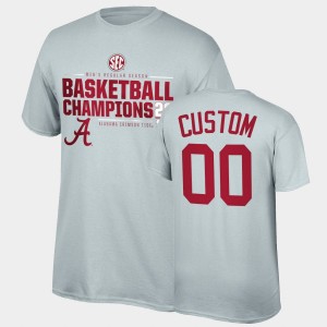 Men Custom Gray Alabama Crimson Tide #00 2021 SEC Basketball Regular Season Champions Top of the World Tee 2021 SEC Men's Basketball Regular Season Champions T-Shirt 462505-446