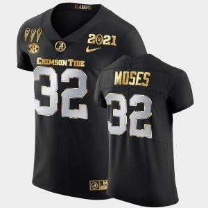 Men Dylan Moses Black Alabama Crimson Tide #32 Golden Limited 3X CFP National Championship Jerseys 755137-130