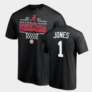 Mens Herbert Jones Black Alabama Crimson Tide #1 2021 SEC Basketball Regular Season Champions Tee 2021 SEC Men's Basketball Regular Season Champions T-Shirt 640770-640