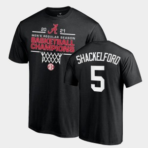 Men Jaden Shackelford Black Alabama Crimson Tide #5 2021 SEC Basketball Regular Season Champions Tee 2021 SEC Men's Basketball Regular Season Champions T-Shirt 521375-300