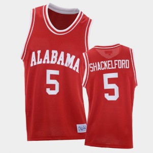 Men's Jaden Shackelford Red Alabama Crimson Tide #5 2021 College Basketball Throwback Jersey 399447-438