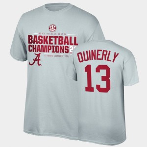 Mens Jahvon Quinerly Gray Alabama Crimson Tide #13 2021 SEC Basketball Regular Season Champions Top of the World Tee 2021 SEC Men's Basketball Regular Season Champions T-Shirt 454994-696