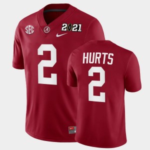 Mens Jalen Hurts Crimson Alabama Crimson Tide #2 Playoff Game 2021 National Championship Jerseys 893558-936