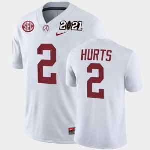 Mens Jalen Hurts White Alabama Crimson Tide #2 Playoff Game 2021 National Championship Jerseys 487699-545