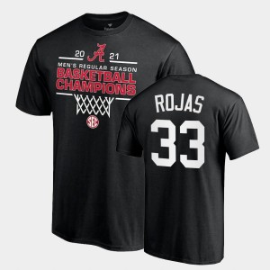 Men's James Rojas Black Alabama Crimson Tide #33 2021 SEC Basketball Regular Season Champions Tee 2021 SEC Men's Basketball Regular Season Champions T-Shirt 949329-883