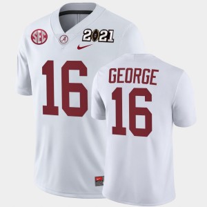 Men Jayden George White Alabama Crimson Tide #16 Playoff Game 2021 National Championship Jerseys 570479-908