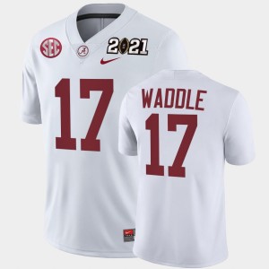 Men's Jaylen Waddle White Alabama Crimson Tide #17 Playoff Game 2021 National Championship Jersey 643079-206