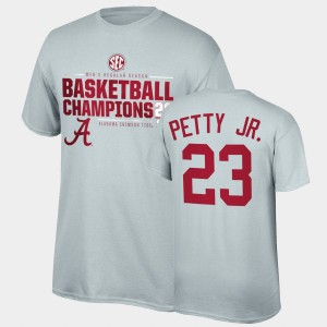 Men's John Petty Jr. Gray Alabama Crimson Tide #23 2021 SEC Basketball Regular Season Champions Top of the World Tee 2021 SEC Men's Basketball Regular Season Champions T-Shirt 489804-674