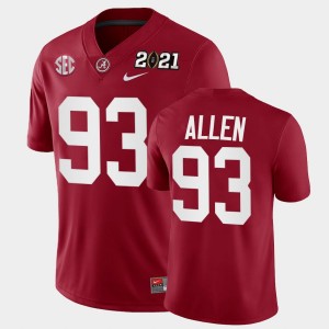 Men Jonathan Allen Crimson Alabama Crimson Tide #93 Playoff Game 2021 National Championship Jerseys 562952-584