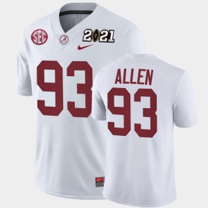 Men Jonathan Allen White Alabama Crimson Tide #93 Playoff Game 2021 National Championship Jerseys 840869-248