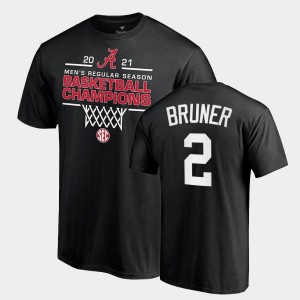 Men Jordan Bruner Black Alabama Crimson Tide #2 2021 SEC Basketball Regular Season Champions Tee 2021 SEC Men's Basketball Regular Season Champions T-Shirt 335965-631