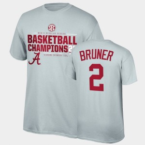 Men Jordan Bruner Gray Alabama Crimson Tide #2 2021 SEC Basketball Regular Season Champions Top of the World Tee 2021 SEC Men's Basketball Regular Season Champions T-Shirt 222436-487