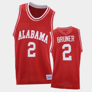Mens Jordan Bruner Red Alabama Crimson Tide #2 2021 College Basketball Throwback Jersey 634315-846