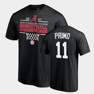 Men's Joshua Primo Black Alabama Crimson Tide #11 2021 SEC Basketball Regular Season Champions Tee 2021 SEC Men's Basketball Regular Season Champions T-Shirt 462401-579