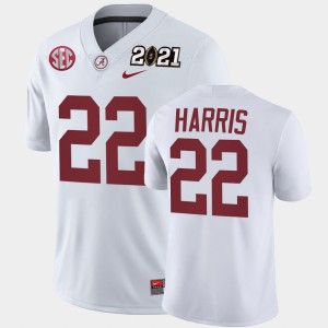 Mens Najee Harris White Alabama Crimson Tide #22 Playoff Game 2021 National Championship Jerseys 217446-309