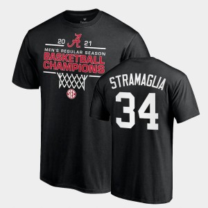 Men's Paul Stramaglia Black Alabama Crimson Tide #34 2021 SEC Basketball Regular Season Champions Tee 2021 SEC Men's Basketball Regular Season Champions T-Shirt 893528-363