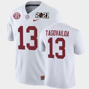Men Tua Tagovailoa White Alabama Crimson Tide #13 Playoff Game 2021 National Championship Jersey 974581-744