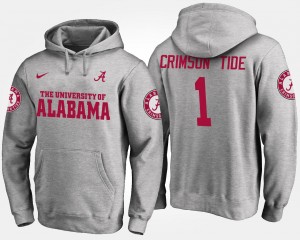 Mens Gray Alabama Crimson Tide #1 No.1 Name and Number Hoodie 674632-410