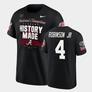 Mens Brian Robinson Jr. Black Alabama Crimson Tide #4 College Football Playoff 2020 National Champions T-Shirt 577307-656