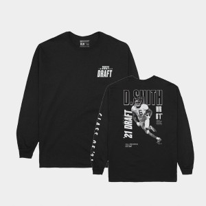 Mens DeVonta Smith Black Alabama Crimson Tide Player Graphic Long Sleeve 2021 NFL Draft T-Shirt 761881-340