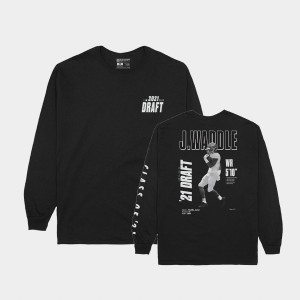 Mens Jaylen Waddle Black Alabama Crimson Tide Player Graphic Long Sleeve 2021 NFL Draft T-Shirt 735186-383
