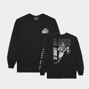 Men Mac Jones Black Alabama Crimson Tide Player Graphic Long Sleeve 2021 NFL Draft T-Shirt 337648-569