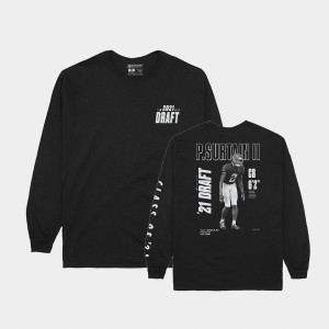 Mens Patrick Surtain II Black Alabama Crimson Tide Player Graphic Long Sleeve 2021 NFL Draft T-Shirt 223285-622