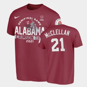 Men Jase McClellan Crimson Alabama Crimson Tide #21 Limited 2021 Rose Bowl T-Shirt 626134-896