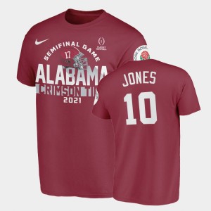 Men Mac Jones Crimson Alabama Crimson Tide #10 Limited 2021 Rose Bowl T-Shirt 238054-470