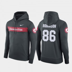 Men A'Shawn Robinson Anthracite Alabama Crimson Tide #86 Football Performance Sideline Seismic Hoodie 498078-534