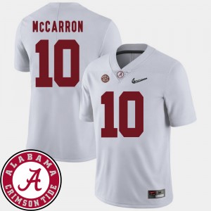 Mens AJ McCarron White Alabama Crimson Tide #10 2018 SEC Patch College Football Jersey 821824-975