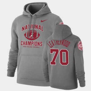 Men Alex Leatherwood Heathered Gray Alabama Crimson Tide #70 Retro Pullover 2020 National Champions Hoodie 566391-609