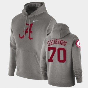 Men Alex Leatherwood Heathered Gray Alabama Crimson Tide #70 Fleece Pullover Vault Logo Club Hoodie 343634-859