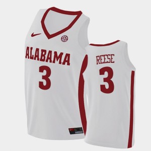 Mens Alex Reese White Alabama Crimson Tide #3 2021 Swingman College Basketball Jersey 111125-191